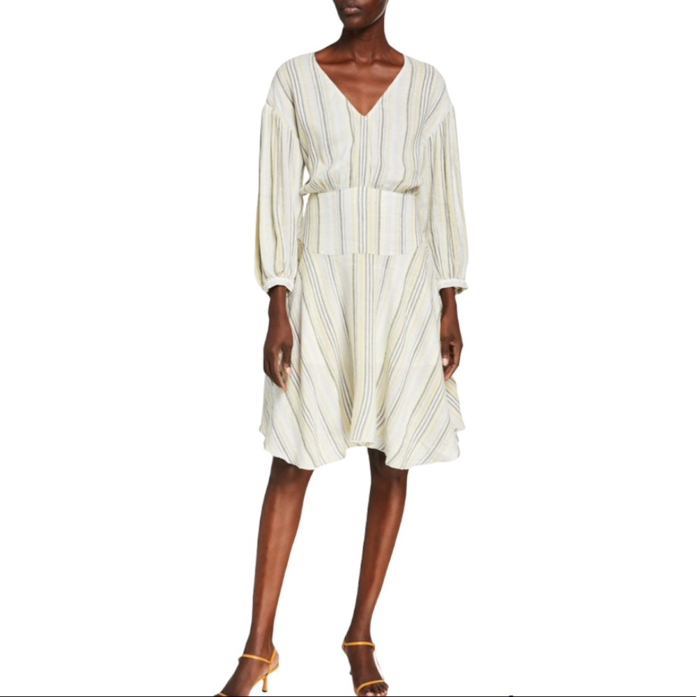 ATM Handkerchief V-Neck Dress Multi-stripe Combo size 6